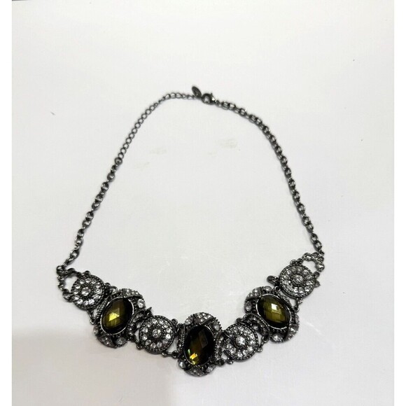 Vintage VCLM Rhinestone Statement Panel Necklace Victorian Revival Choker - Picture 2 of 15